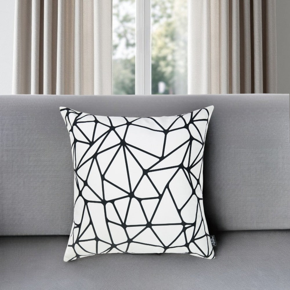 18" X 18" Black and White Polyester Pillow Cover