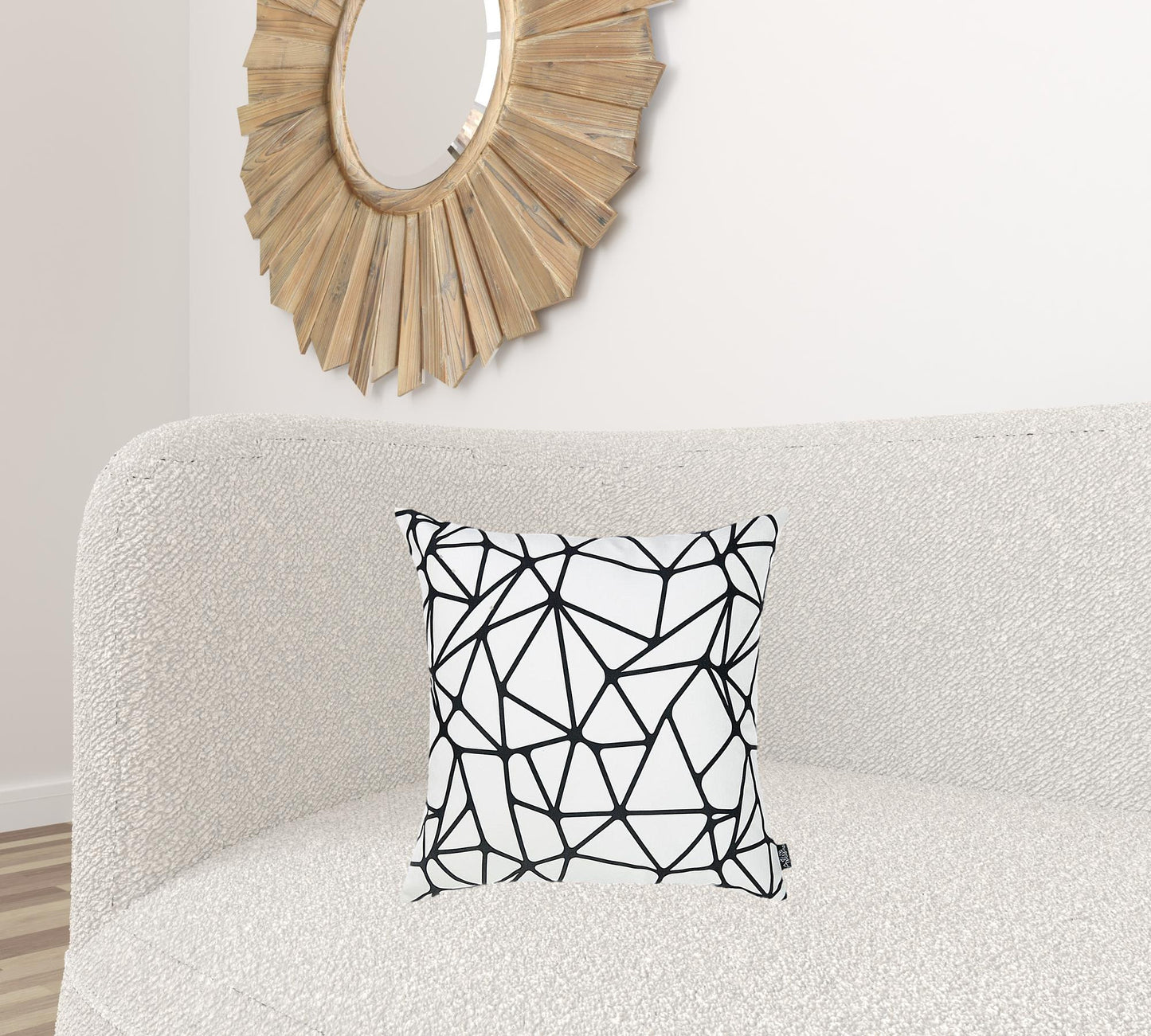 18" X 18" Black and White Polyester Pillow Cover