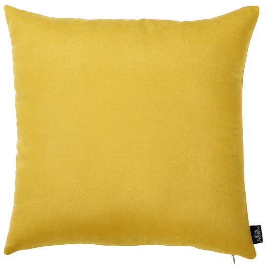 Set Of Two Yellow Brushed Twill Decorative Throw Pillow Covers