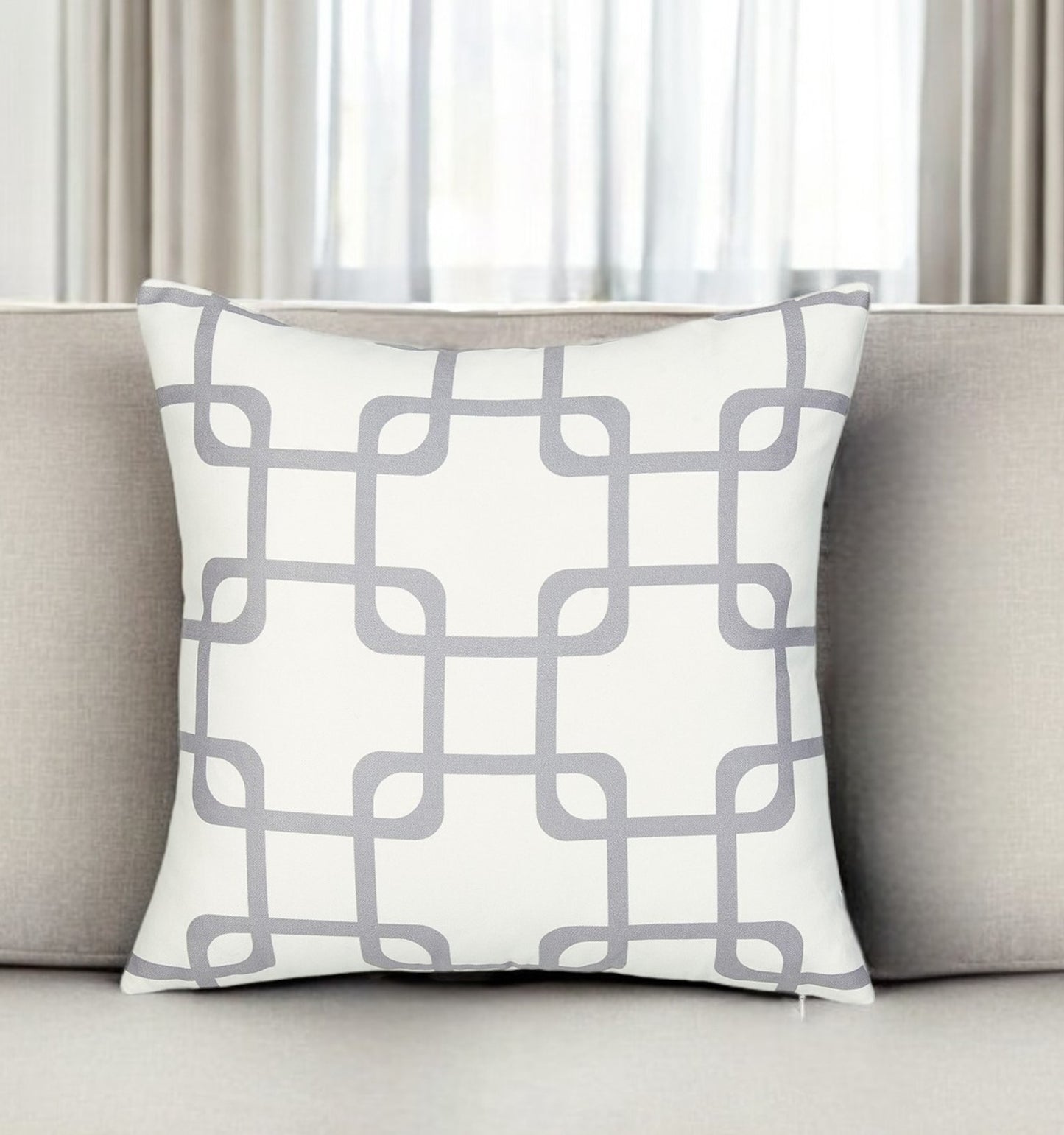 18" Gray and White Throw Pillow Cover