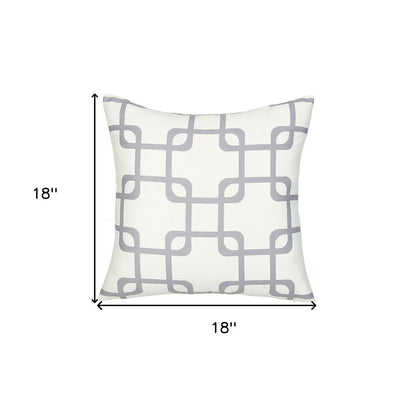 18" Gray and White Throw Pillow Cover