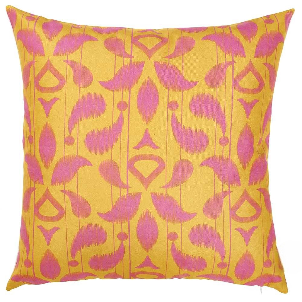 18"X18" Orange Ikat Decorative Throw Pillow Cover Printed