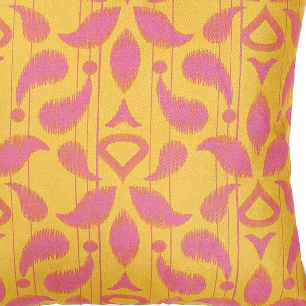 18"X18" Orange Ikat Decorative Throw Pillow Cover Printed