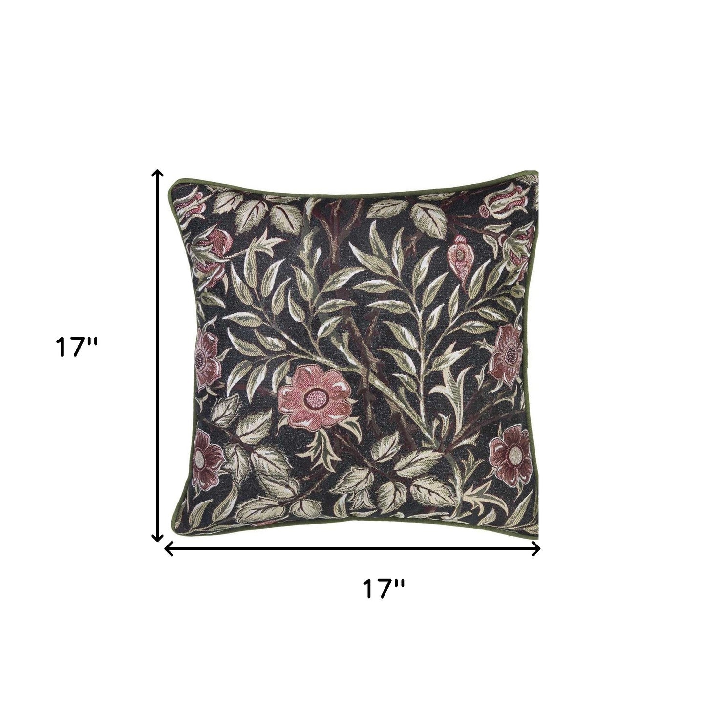 17"X 17" Jacquard Artistic Leaf Decorative Throw Pillow Cover