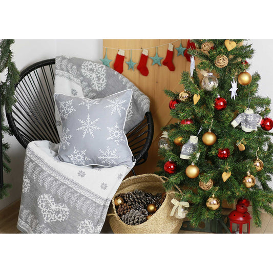 18" Silver Gray Holiday Snow Flakes Throw Pillow Cover