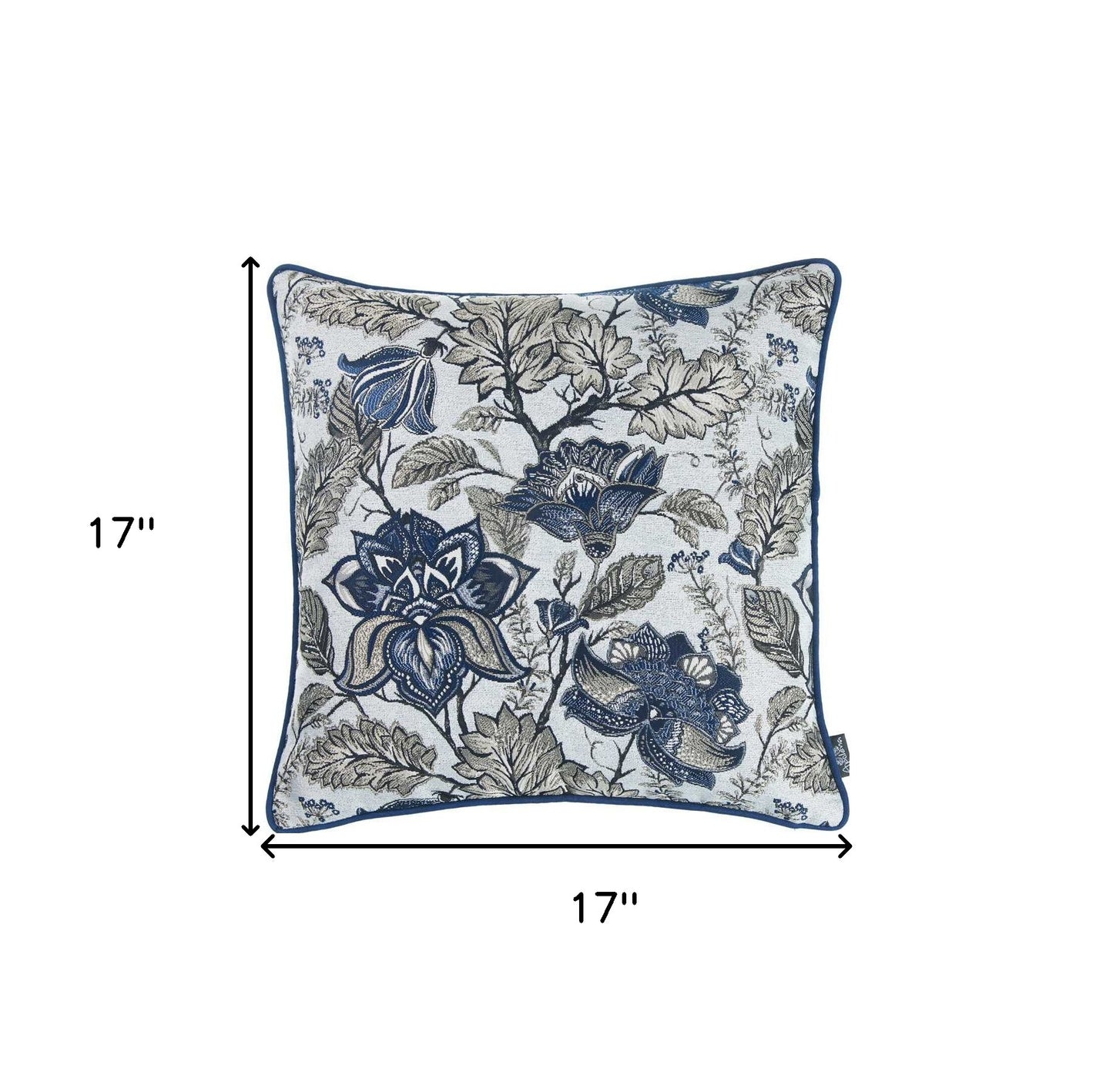 Blue Jacquard Iris Weave Decorative Throw Pillow Cover