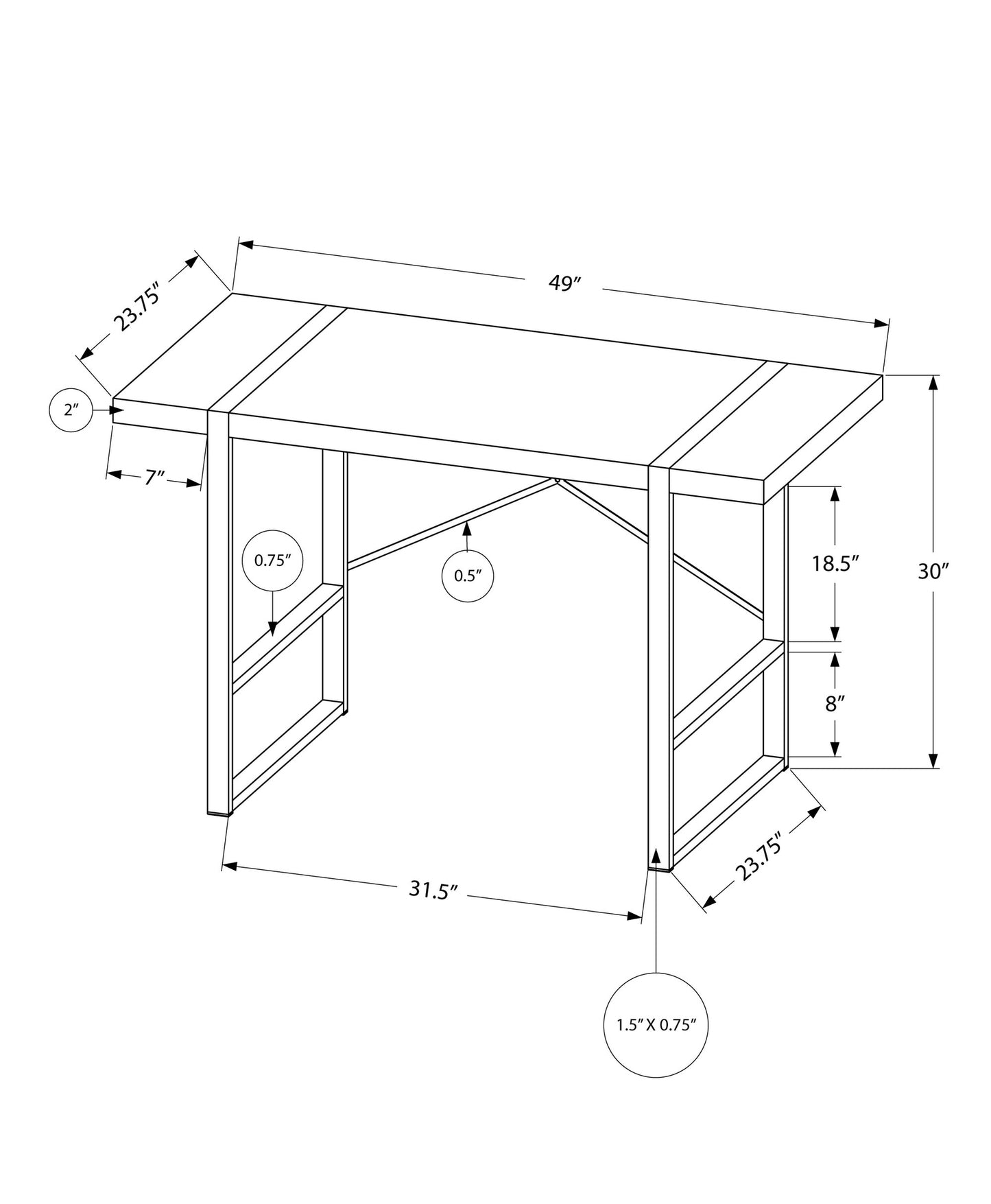 24" Brown and Black Computer Desk