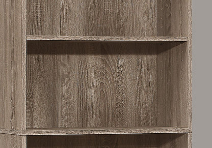 71" Taupe Distressed Wood Adjustable Five Tier Bookcase