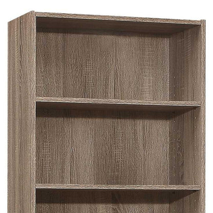 71" Taupe Distressed Wood Adjustable Five Tier Bookcase