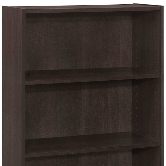 36" Espresso Wood Adjustable Three Tier Bookcase