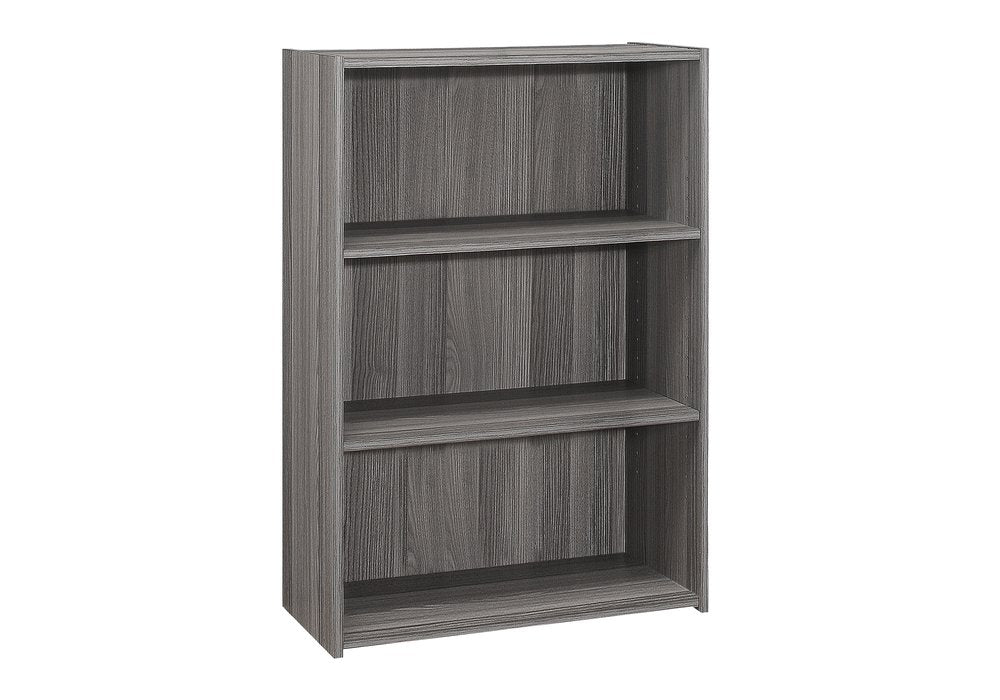 Gray Wood Adjustable Three Tier Bookcase