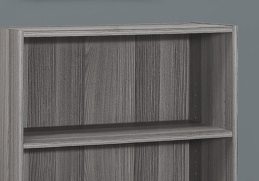 Gray Wood Adjustable Three Tier Bookcase