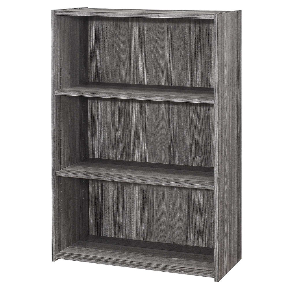 Gray Wood Adjustable Three Tier Bookcase