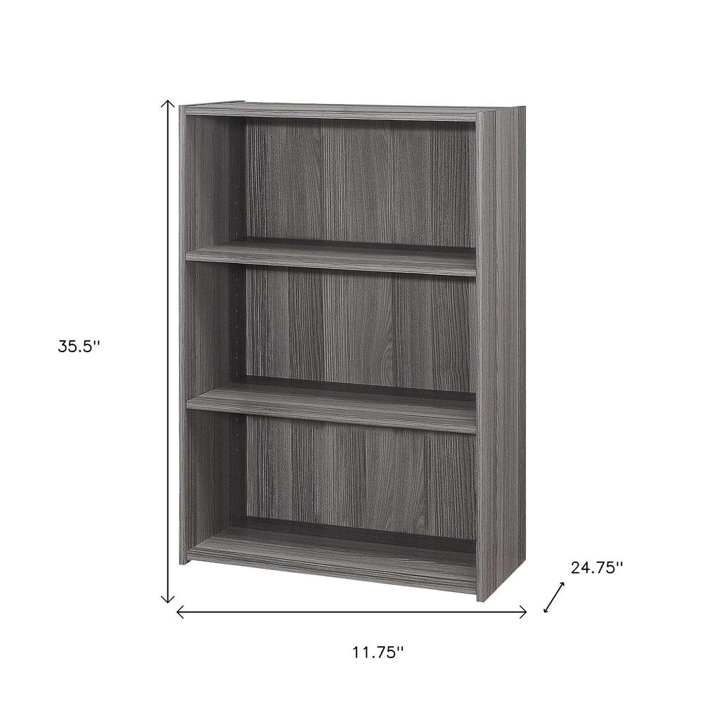 Gray Wood Adjustable Three Tier Bookcase
