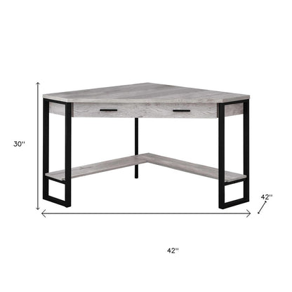 42" Gray and Black Corner Computer Desk