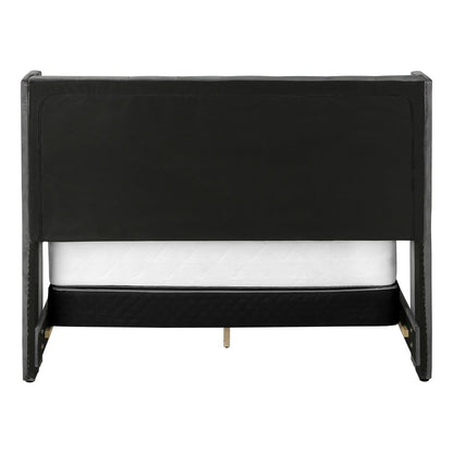 Solid Wood Queen Tufted Gray Upholstered Velvet Bed With Nailhead Trim