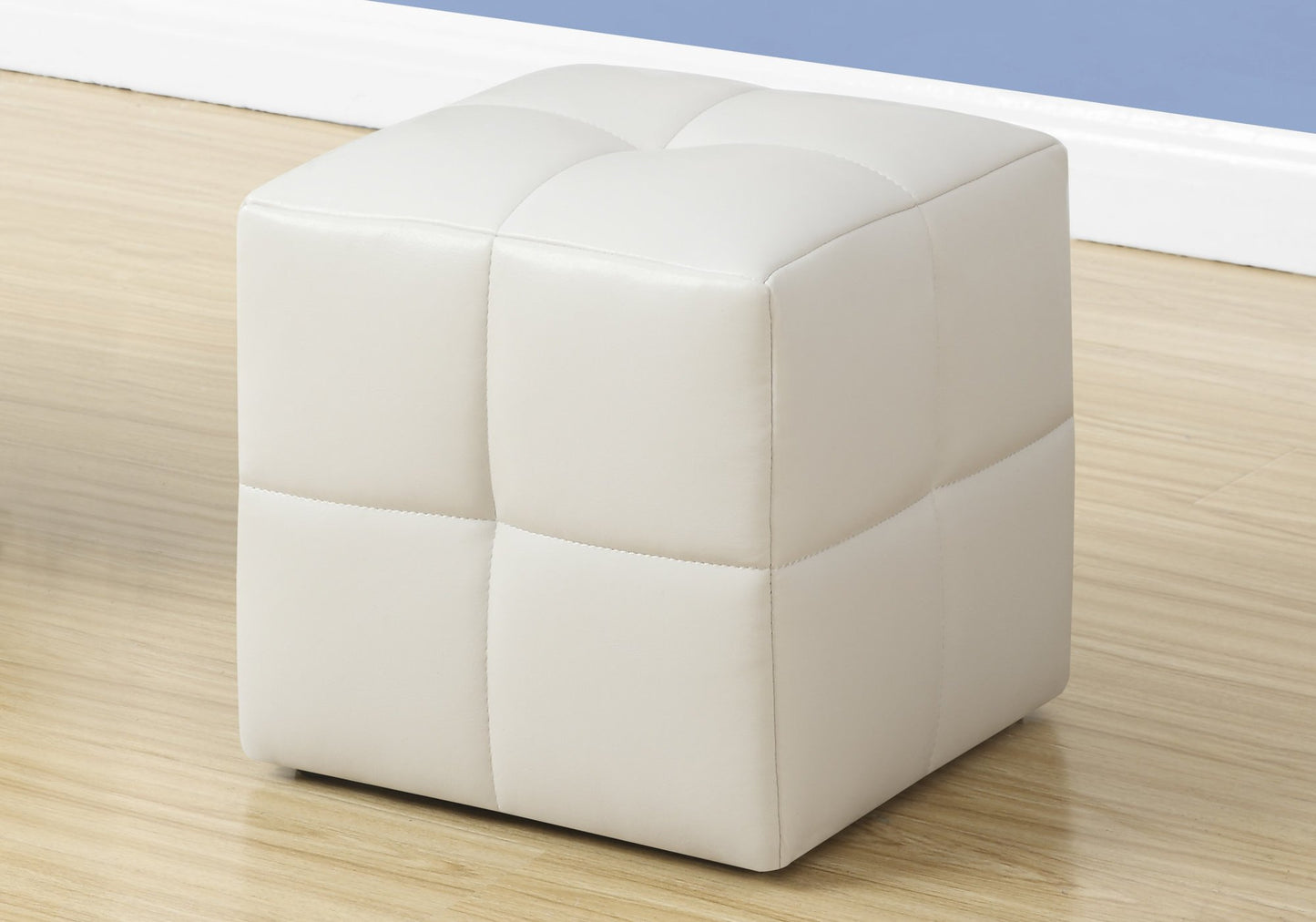 White Faux Leather Ottomans - Set of 2