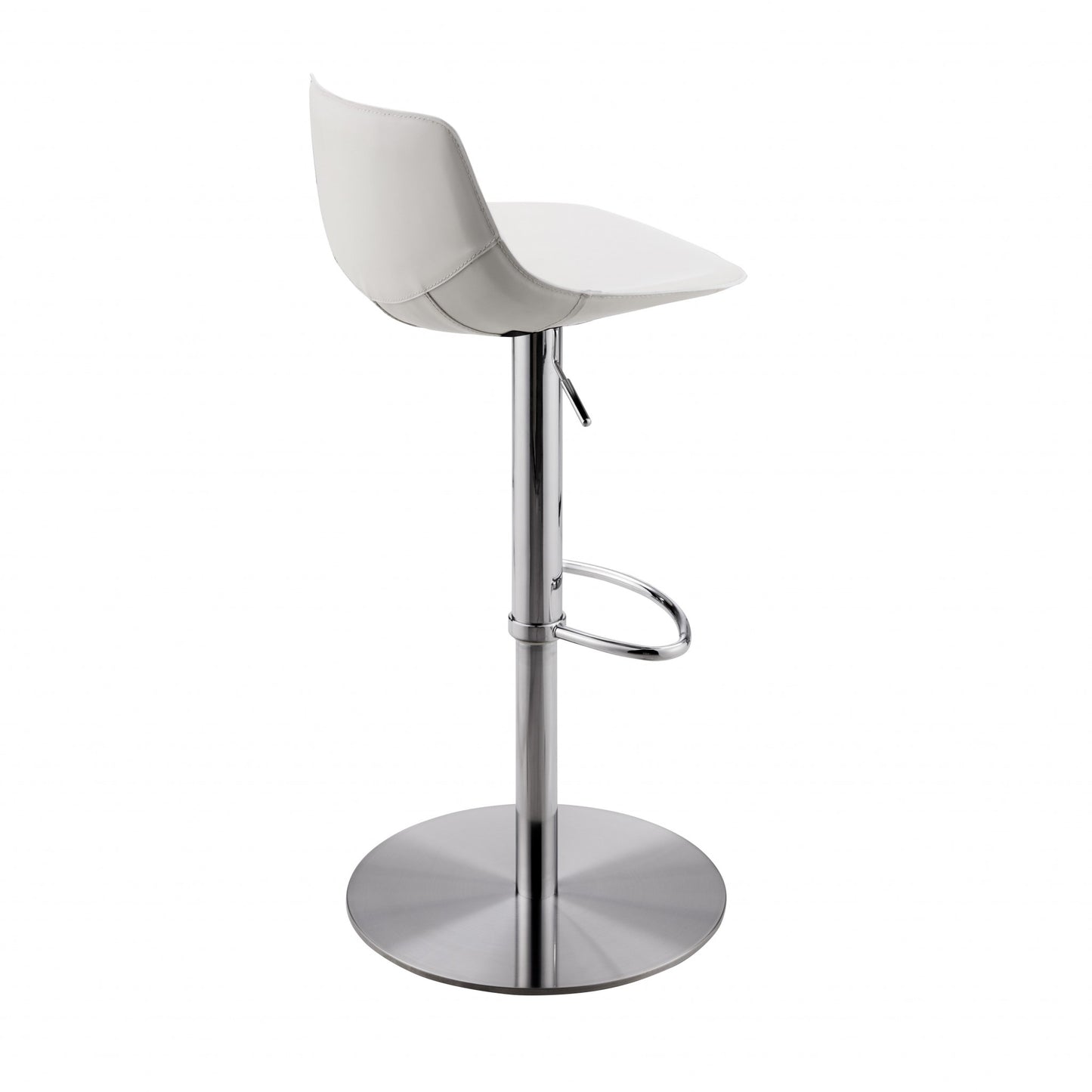 Adjustable Height White And Silver Steel Swivel Bar Height Bar Chair