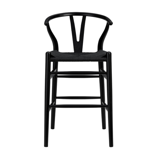 Black Solid Wood Counter Height Bar Chair