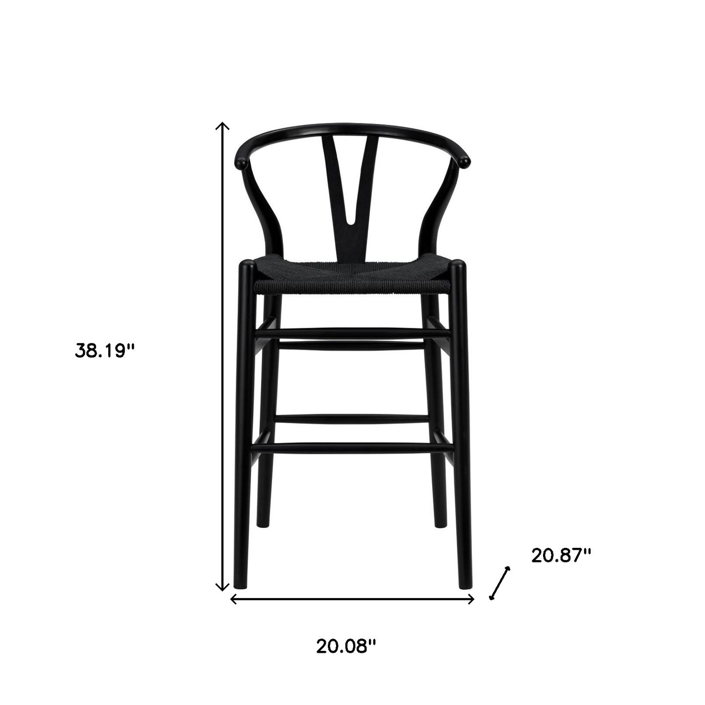 Black Solid Wood Counter Height Bar Chair