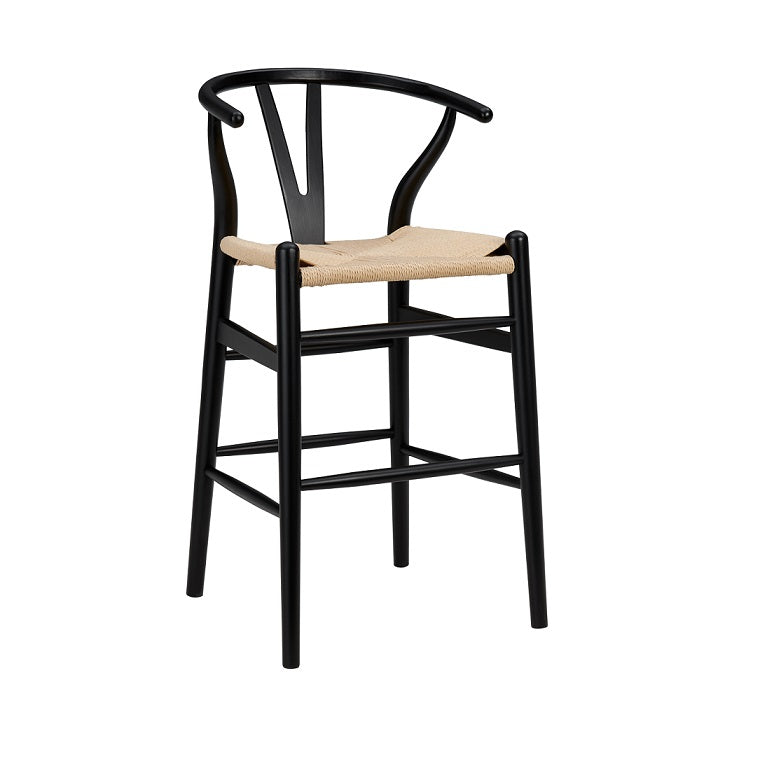 Natural And Black Solid Wood Counter Height Bar Chair