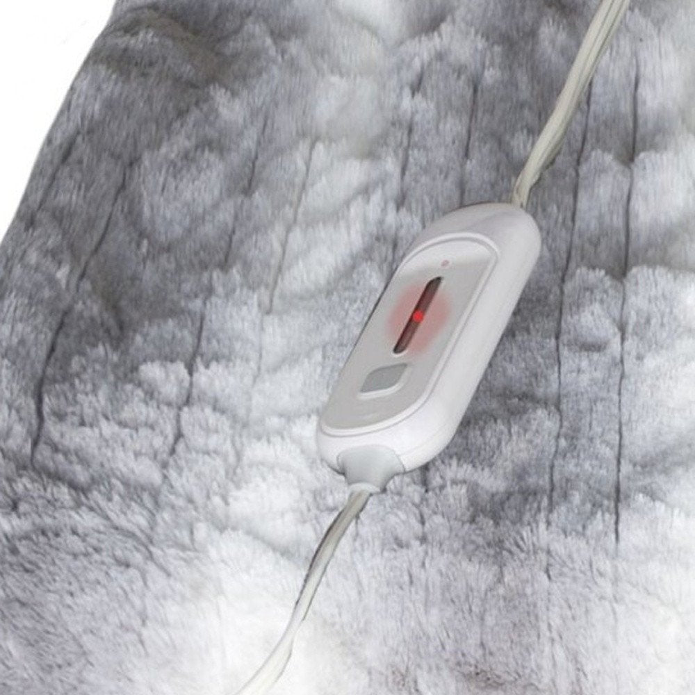 50" X 60" Gray And White Heated Electric Striped Throw Blanket