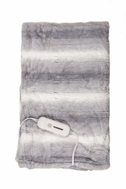 50" X 60" Gray And White Heated Electric Striped Throw Blanket