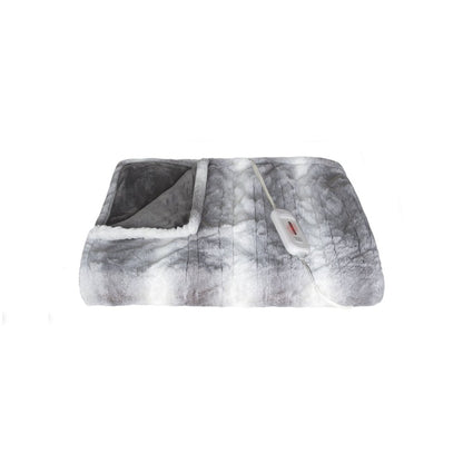 50" X 60" Gray And White Heated Electric Striped Throw Blanket
