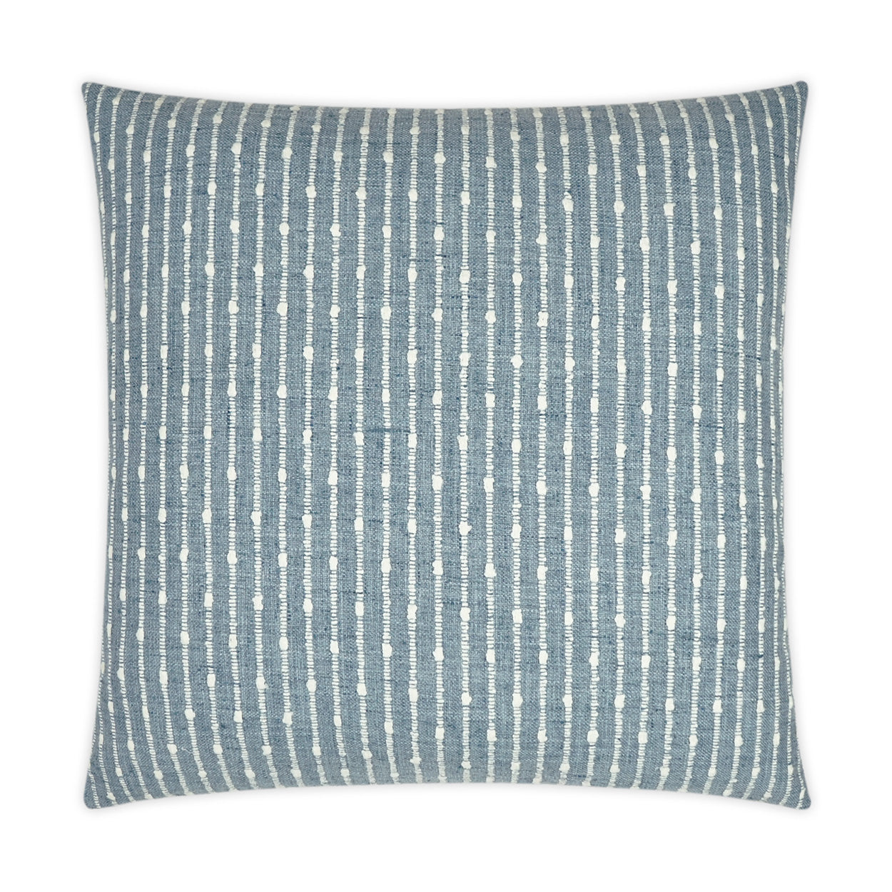 Blue-gray 24x24 square pillow with denim stripe pattern in a woven textile.