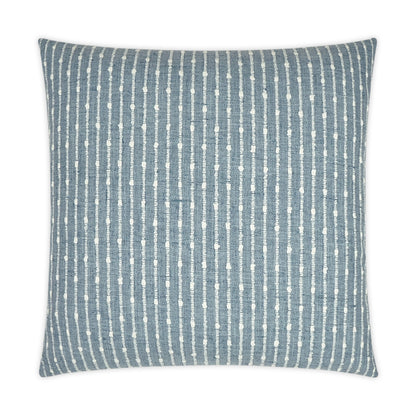 Blue-gray 24x24 square pillow with denim stripe pattern in a woven textile.