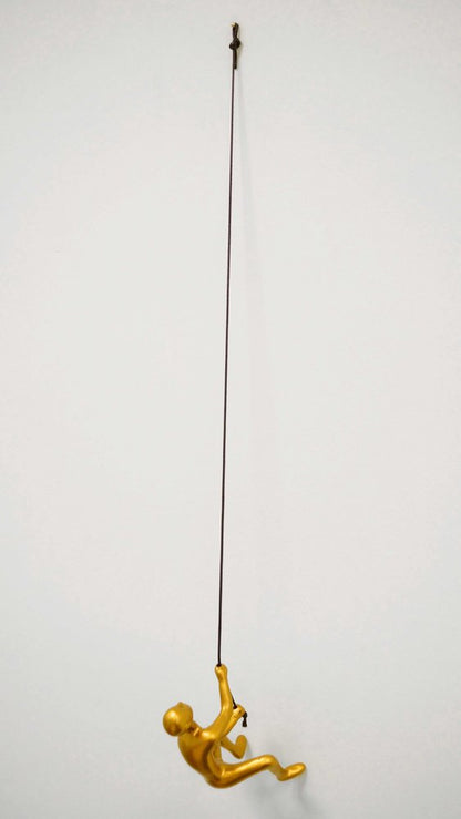 6" X 3" Gold Resin Climbing Man Hanging Dimensional Sculpture