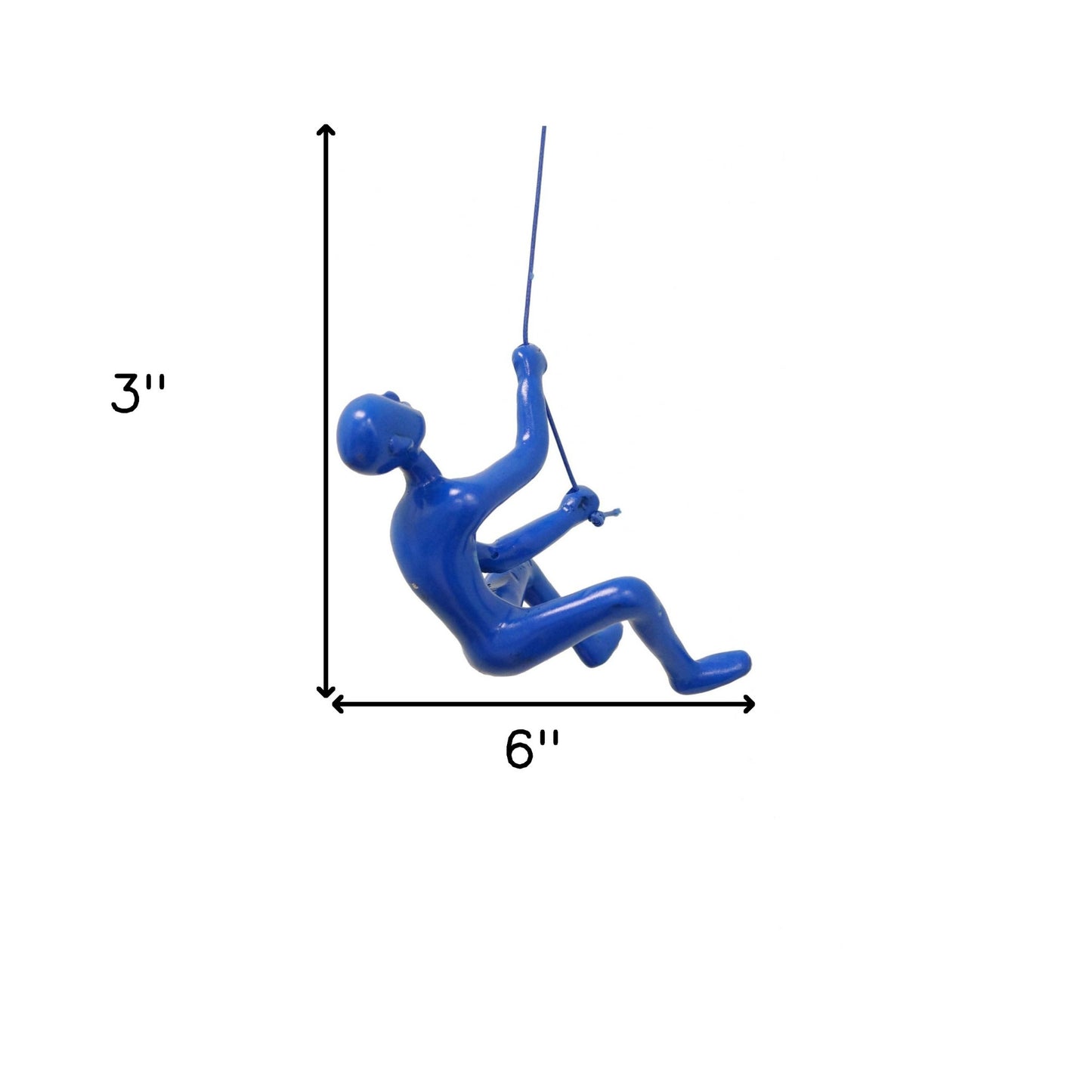 6" Blue Unique Climbing Man With Rope Wall Art