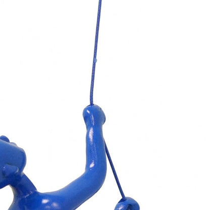 6" X 3" Blue Resin Climbing Man Hanging Dimensional Sculpture