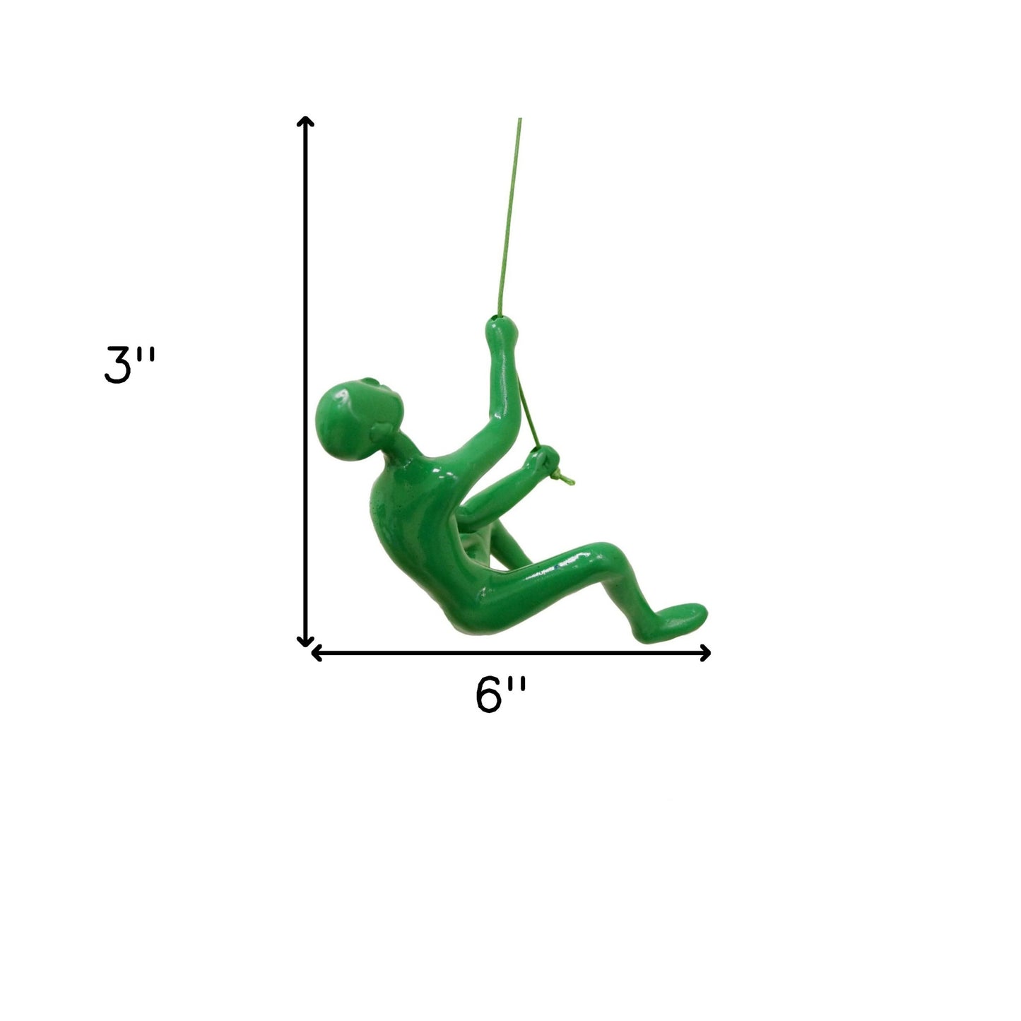 6" Green Unique Climbing Man With Rope Wall Art