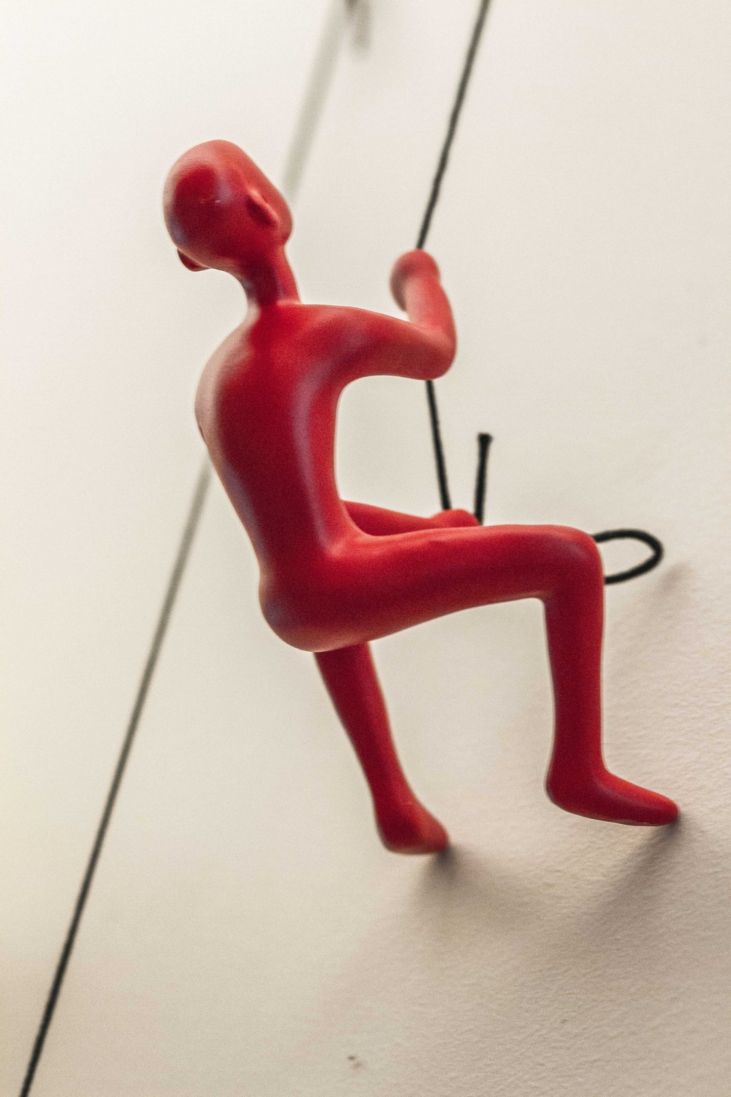 6" Red Unique Climbing Man With Rope Wall Art