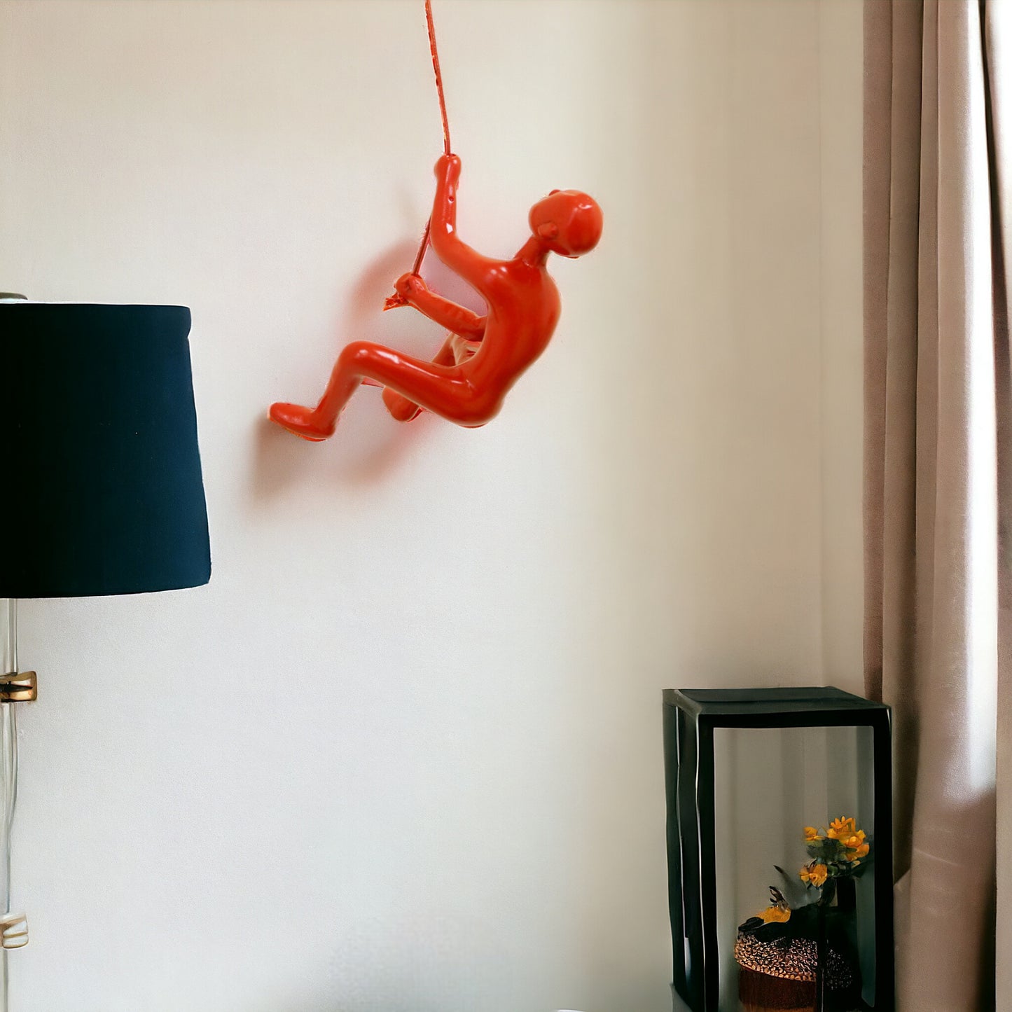 6" Red Unique Climbing Man With Rope Wall Art