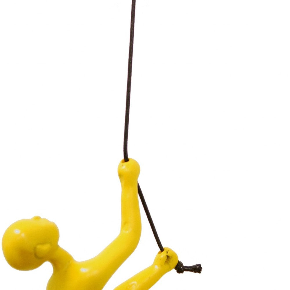 6" Yellow Unique Climbing Man With Rope Wall Art