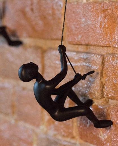 Set of Five Black Resin Climbing Man Hanging Dimensional Sculpture