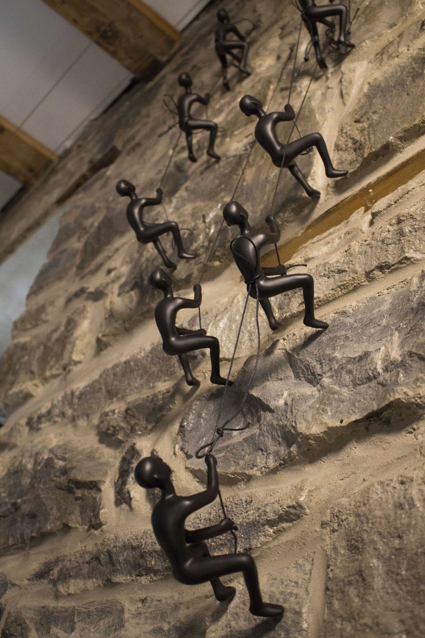 Set of Four 6" Black Resin Unique Climbing Men Wall Decor