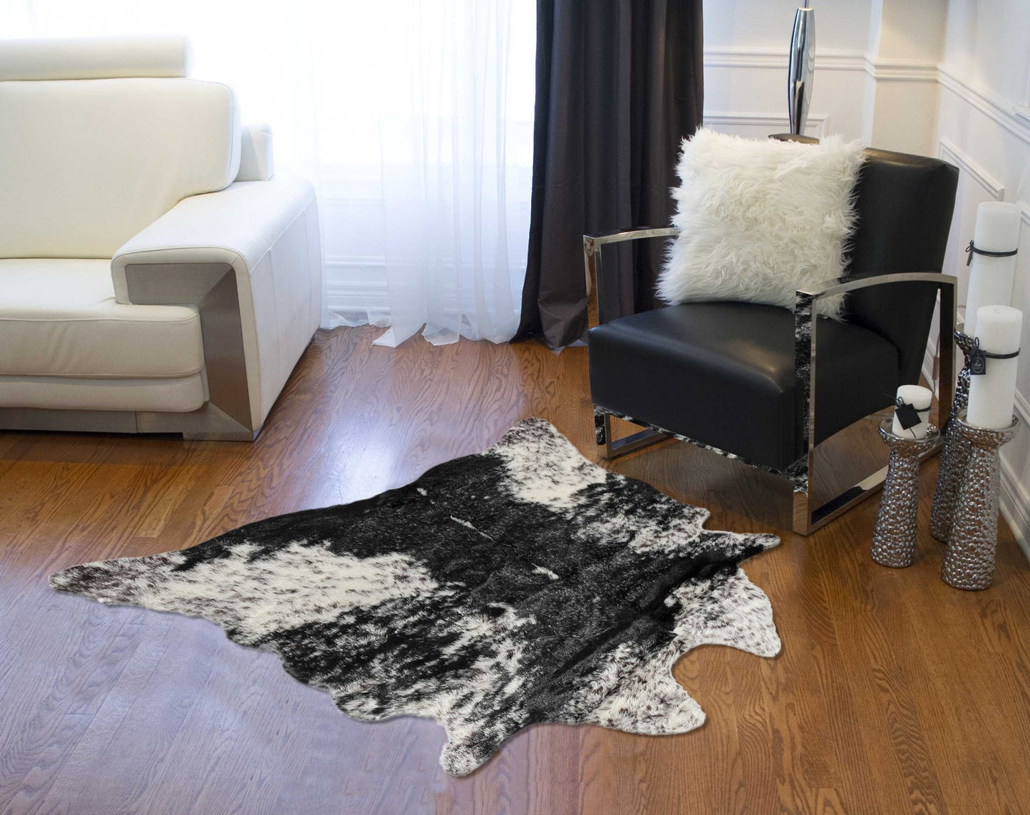 S&P Black White Animal Print Area Rug