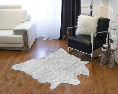 4' X 5' Gray Faux Fur Washable Area Rug