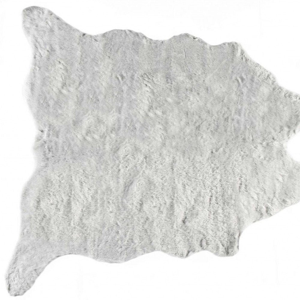 4' X 5' Gray Faux Fur Washable Area Rug