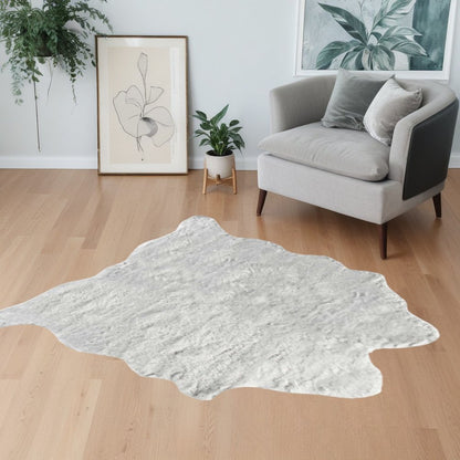 4' X 5' Gray Faux Fur Washable Area Rug