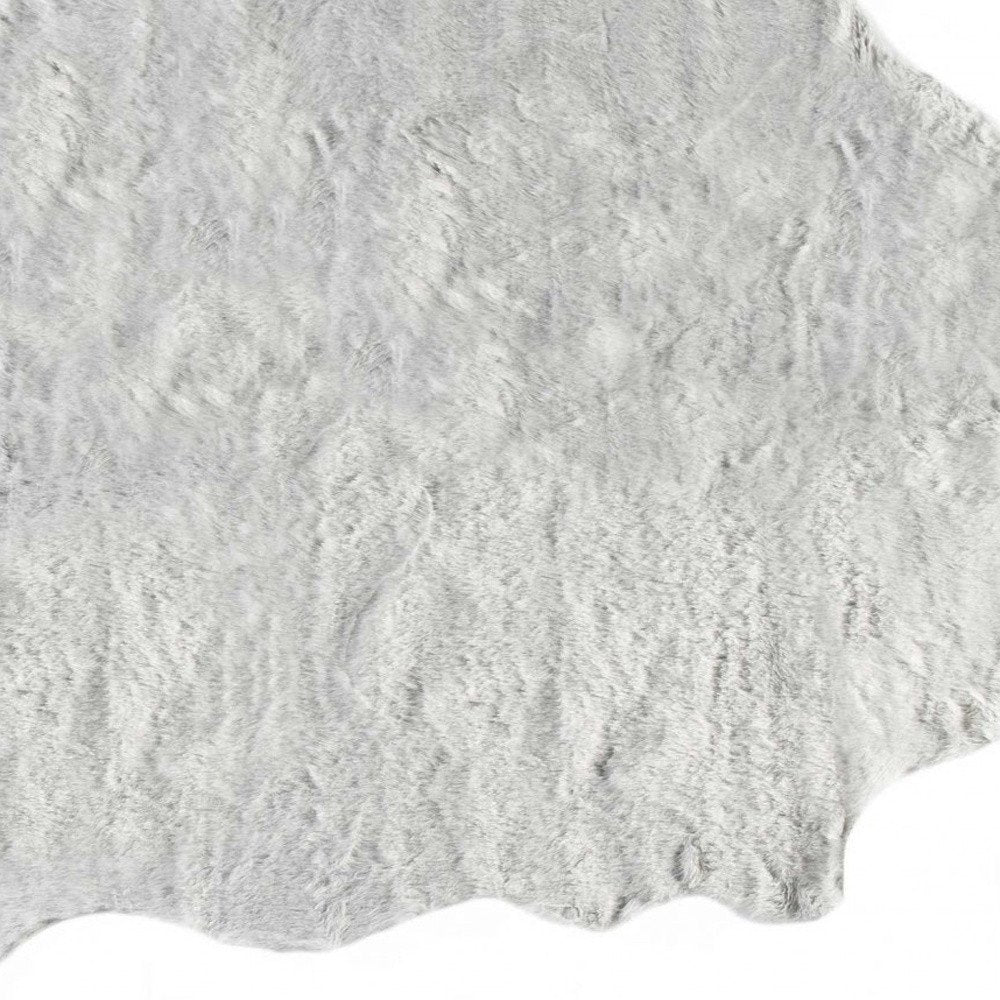 5' X 8' Gray Faux Fur Washable Area Rug