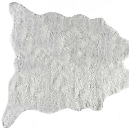 5' X 8' Gray Faux Fur Washable Area Rug