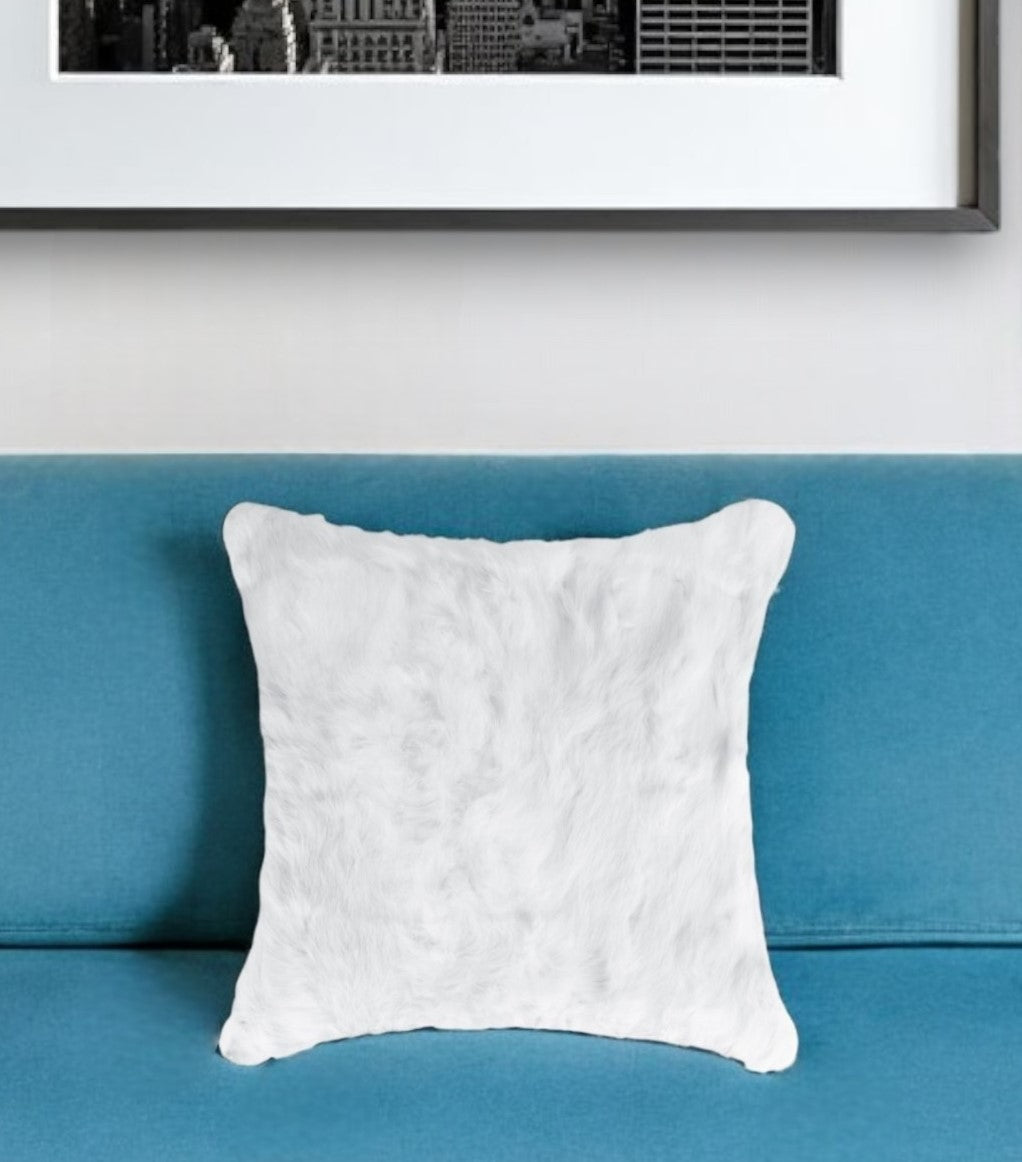 18" White Wool Throw Pillow