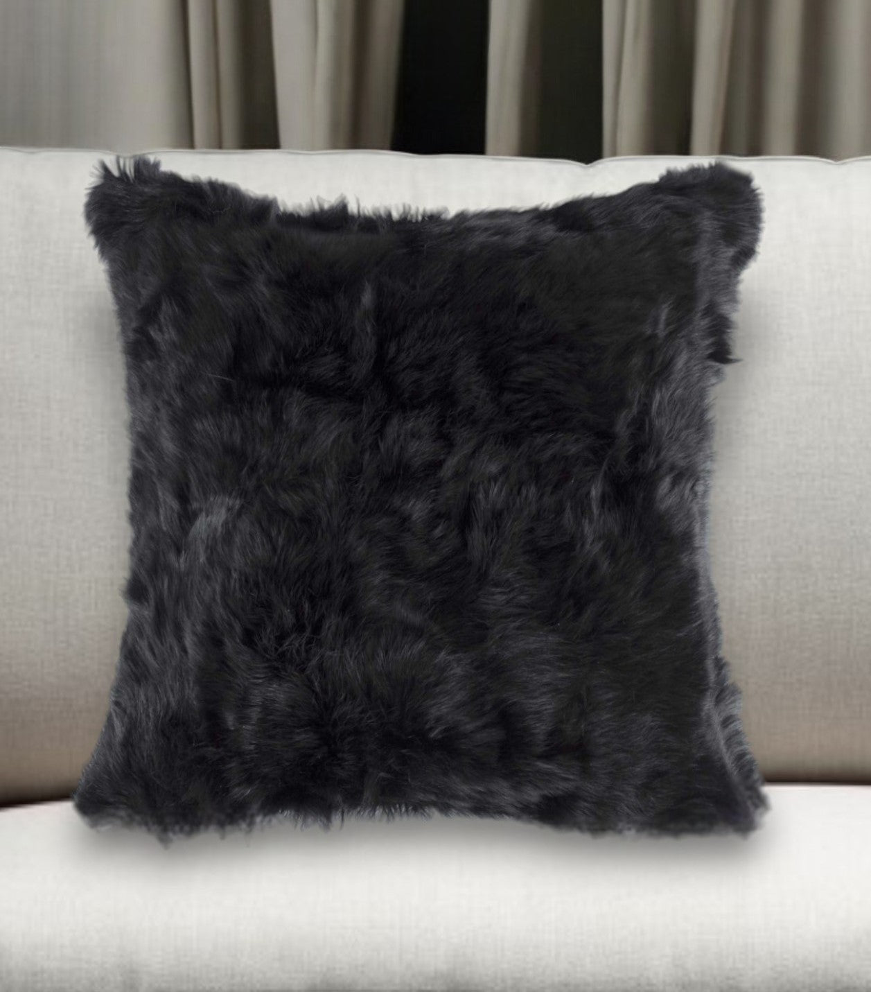 18" Black Wool Throw Pillow