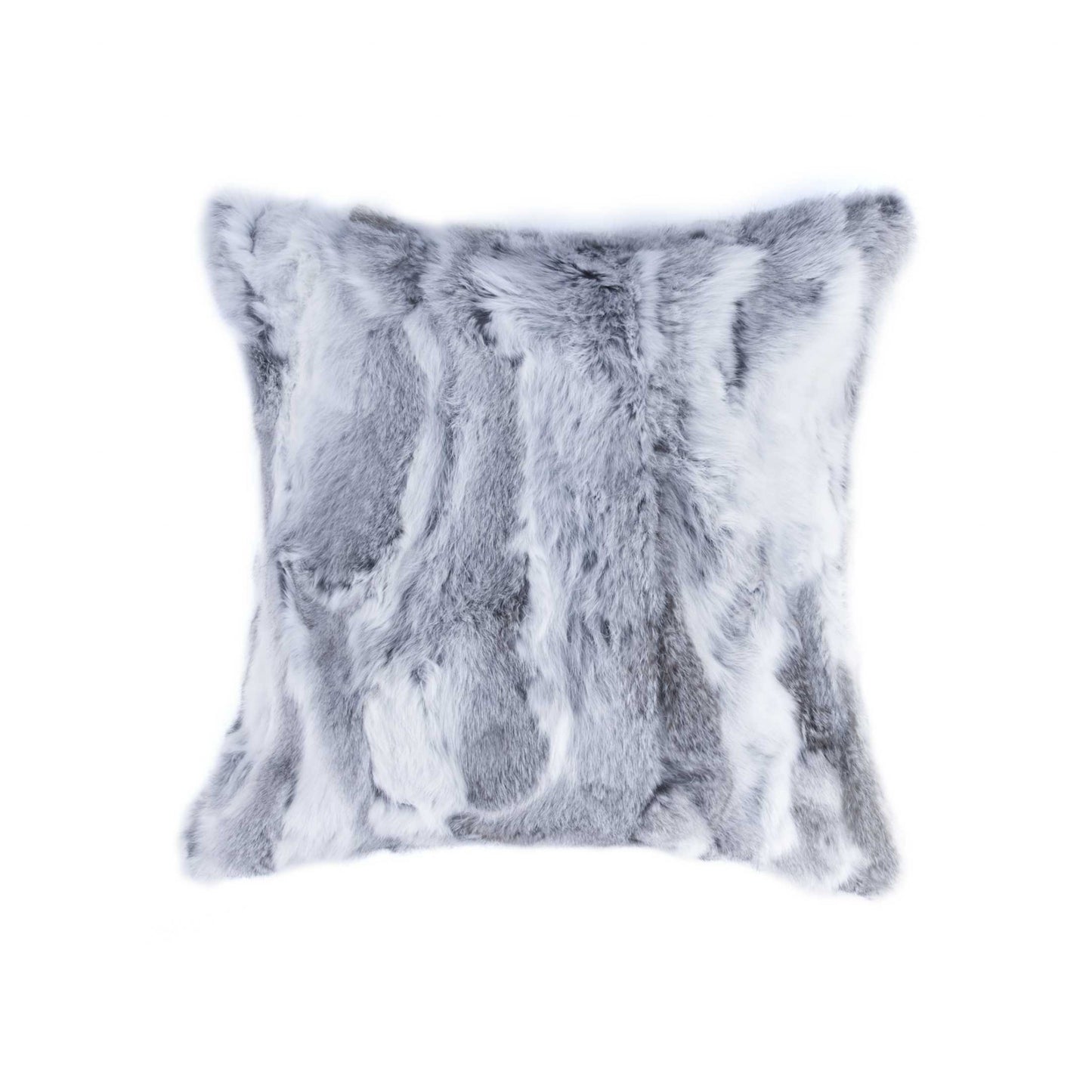 5" X 18" X 18" 100% Natural Rabbit Fur Grey Pillow