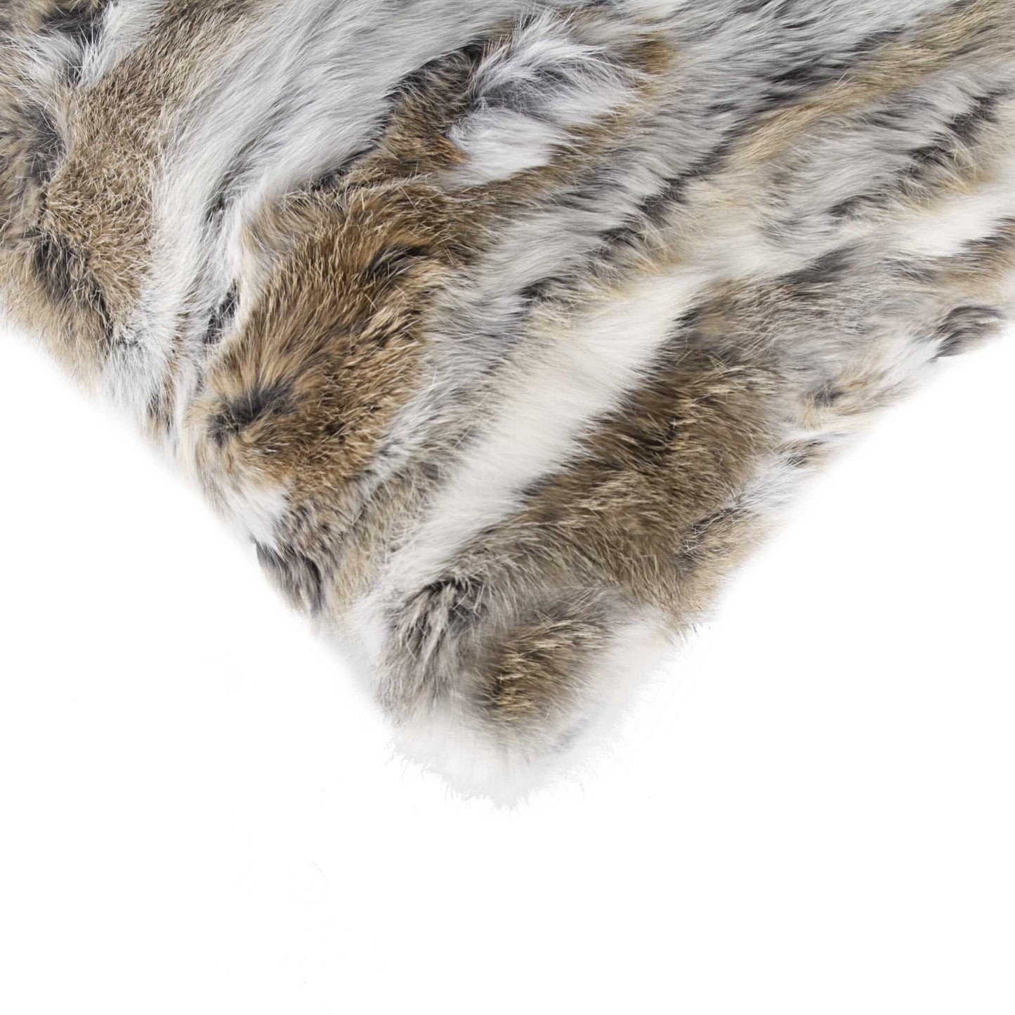 5" X 18" X 18" 100% Natural Rabbit Fur Tan And White Pillow