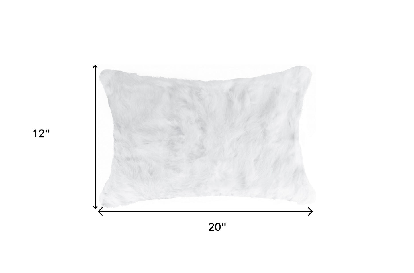 5" X 12" X 20" 100% Natural Rabbit Fur White Pillow